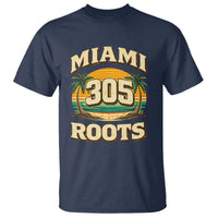 Vintage Miami 305 Roots T Shirt Retro Sunset Palm Trees Florida Natives
