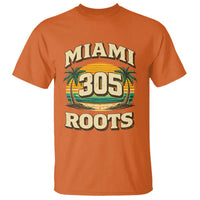 Vintage Miami 305 Roots T Shirt Retro Sunset Palm Trees Florida Natives