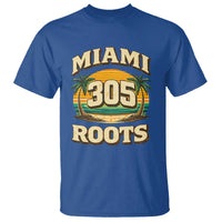 Vintage Miami 305 Roots T Shirt Retro Sunset Palm Trees Florida Natives