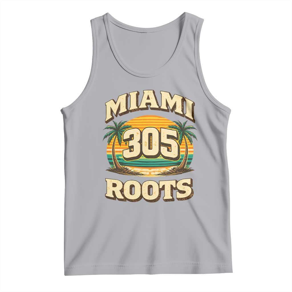 Vintage Miami 305 Roots Tank Top Retro Sunset Palm Trees Florida Natives