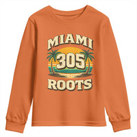Vintage Miami 305 Roots Youth Sweatshirt Retro Sunset Palm Trees Florida Natives