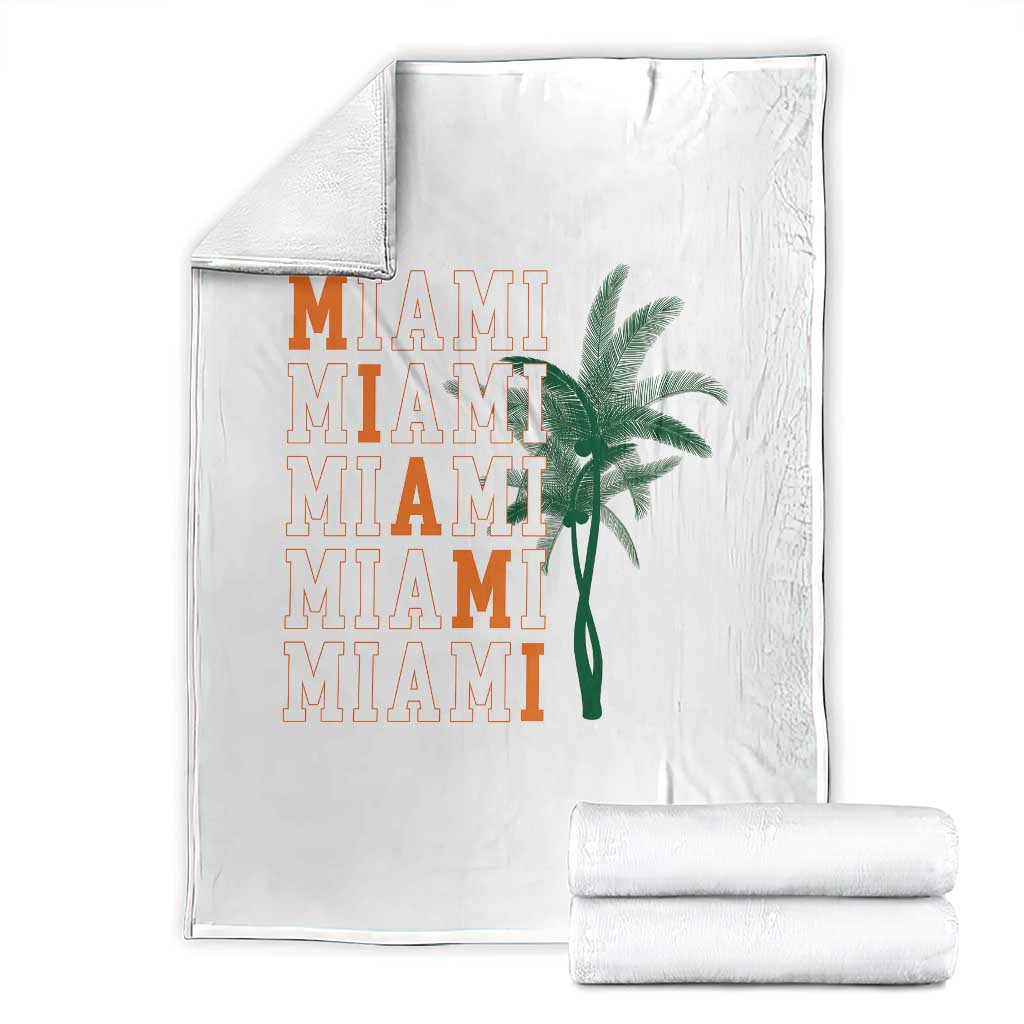 Miami Pride Palm Tree Graphic Throw Blanket Orange and Green Tropical City Vibes