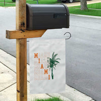 Miami Pride Palm Tree Graphic Garden Flag Orange and Green Tropical City Vibes