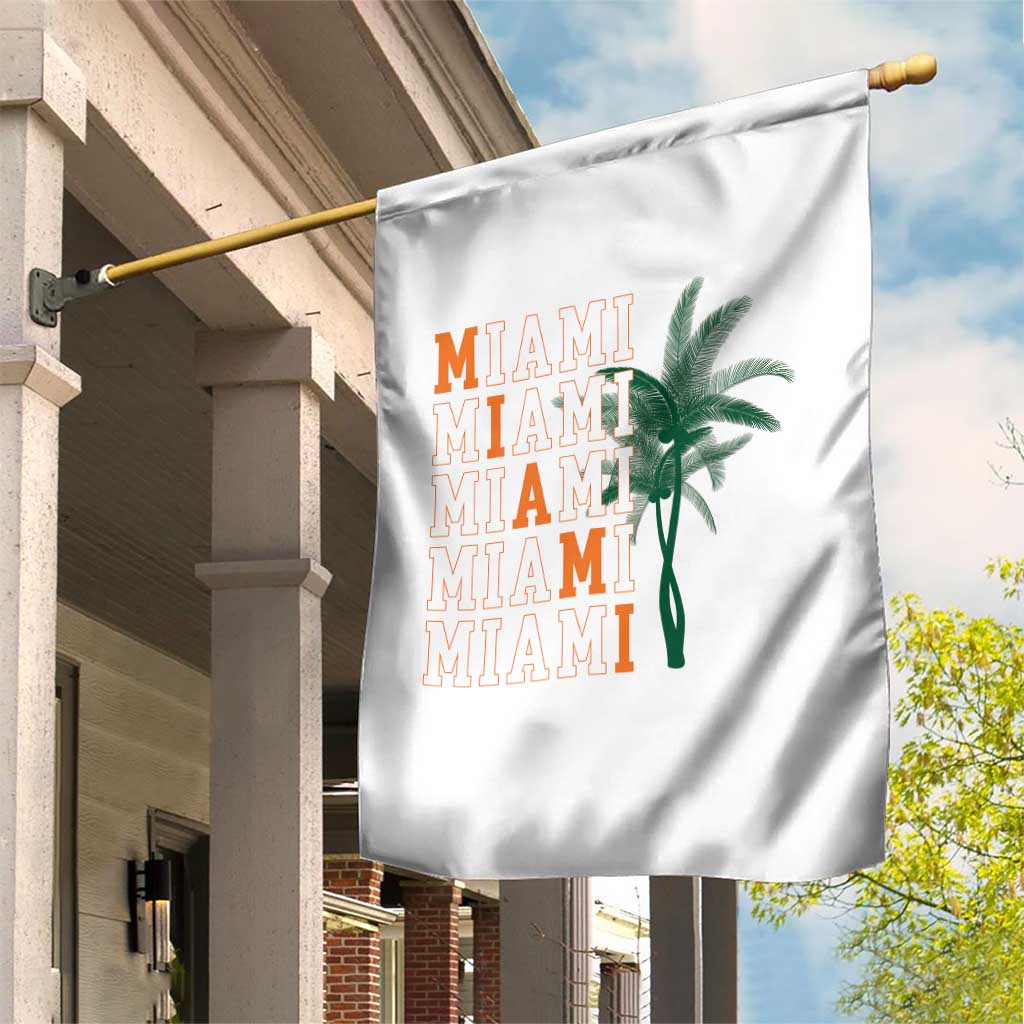 Miami Pride Palm Tree Graphic Garden Flag Orange and Green Tropical City Vibes