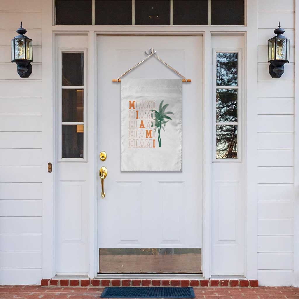 Miami Pride Palm Tree Graphic Garden Flag Orange and Green Tropical City Vibes