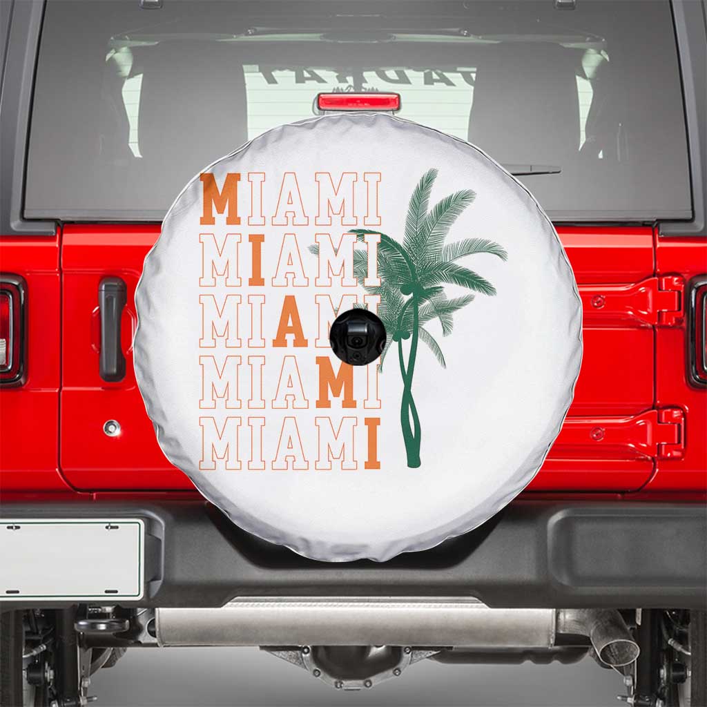 Miami Pride Palm Tree Graphic Spare Tire Cover Orange and Green Tropical City Vibes