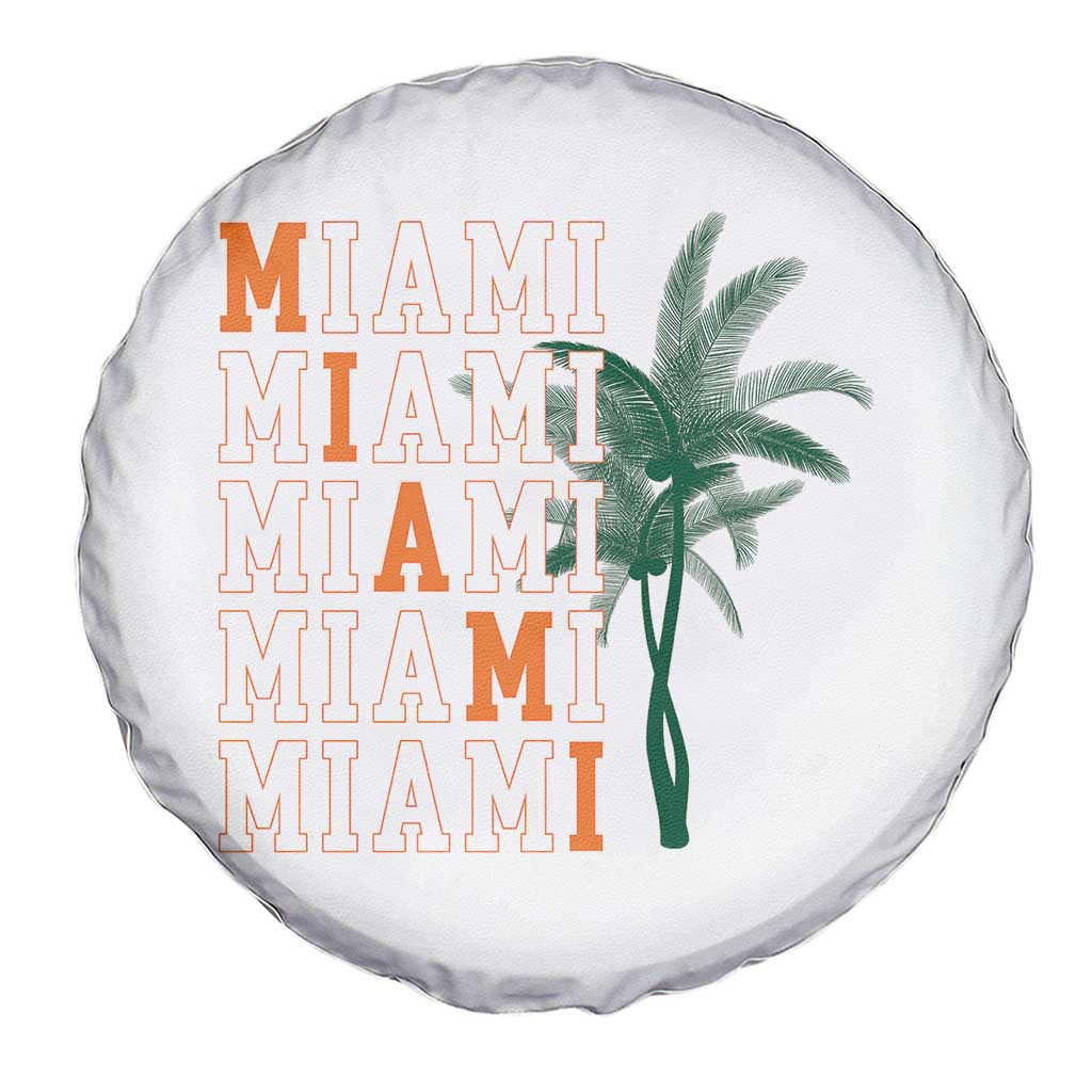 Miami Pride Palm Tree Graphic Spare Tire Cover Orange and Green Tropical City Vibes