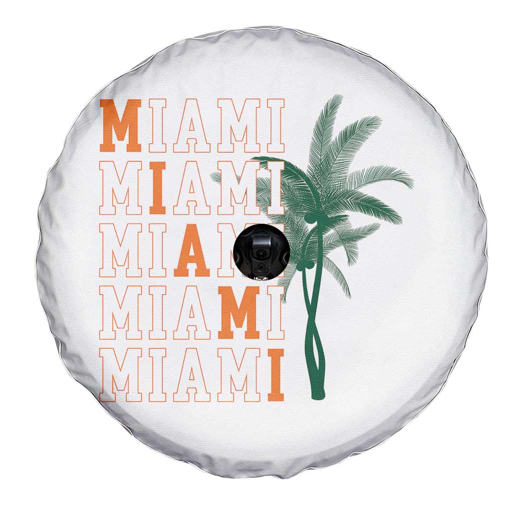 Miami Pride Palm Tree Graphic Spare Tire Cover Orange and Green Tropical City Vibes