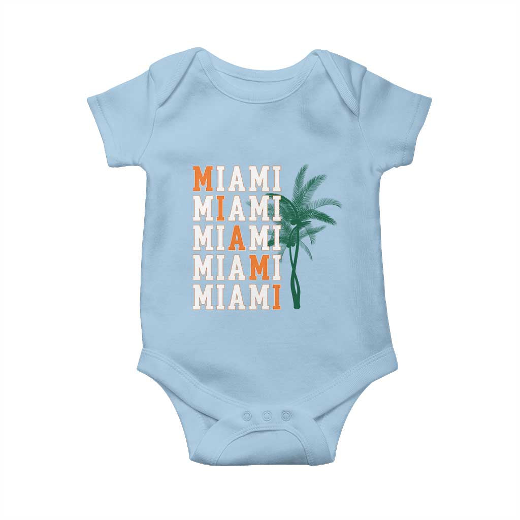 Miami Pride Palm Tree Graphic Baby Onesie Orange and Green Tropical City Vibes