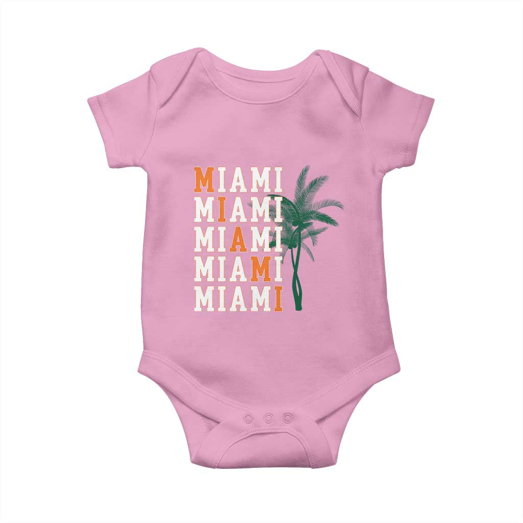 Miami Pride Palm Tree Graphic Baby Onesie Orange and Green Tropical City Vibes