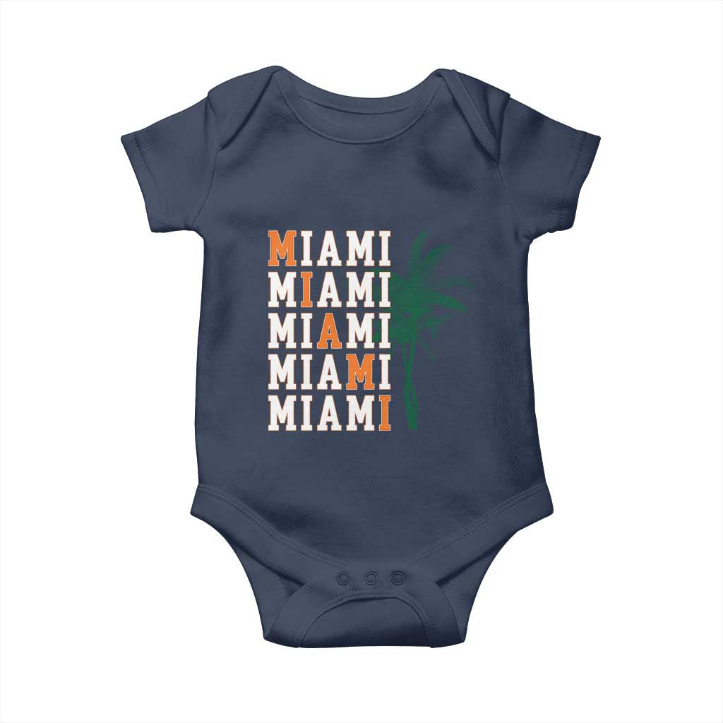 Miami Pride Palm Tree Graphic Baby Onesie Orange and Green Tropical City Vibes