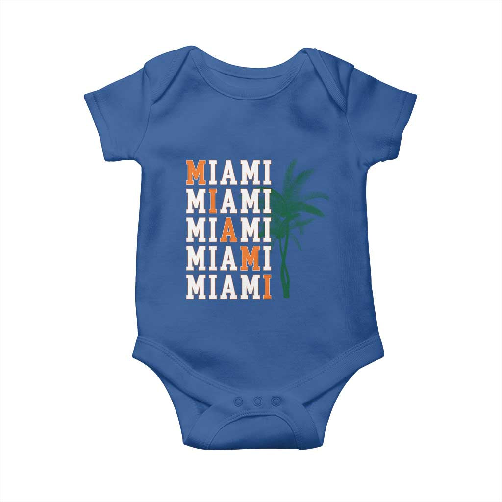 Miami Pride Palm Tree Graphic Baby Onesie Orange and Green Tropical City Vibes