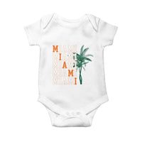 Miami Pride Palm Tree Graphic Baby Onesie Orange and Green Tropical City Vibes