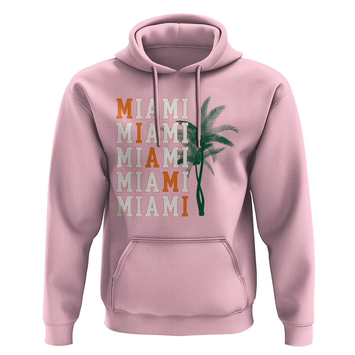 Miami Pride Palm Tree Graphic Hoodie Orange and Green Tropical City Vibes