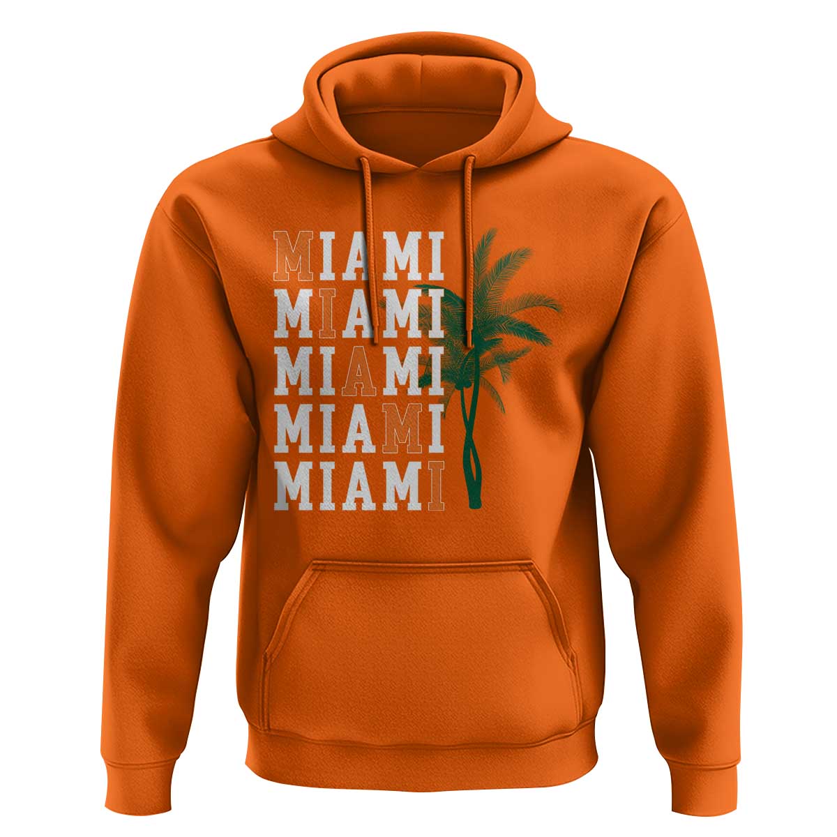 Miami Pride Palm Tree Graphic Hoodie Orange and Green Tropical City Vibes