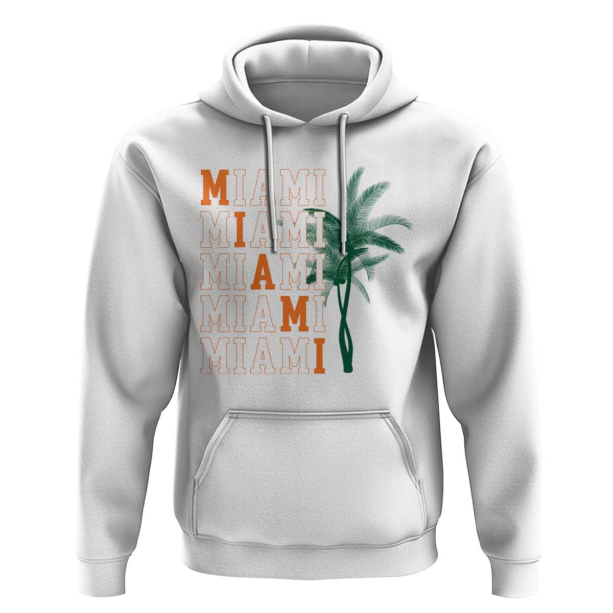 Miami Pride Palm Tree Graphic Hoodie Orange and Green Tropical City Vibes