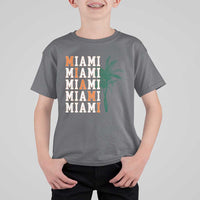 Miami Pride Palm Tree Graphic T Shirt For Kid Orange and Green Tropical City Vibes