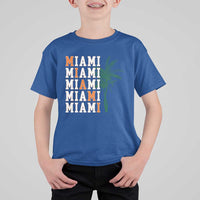 Miami Pride Palm Tree Graphic T Shirt For Kid Orange and Green Tropical City Vibes