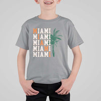 Miami Pride Palm Tree Graphic T Shirt For Kid Orange and Green Tropical City Vibes