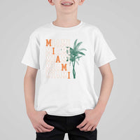 Miami Pride Palm Tree Graphic T Shirt For Kid Orange and Green Tropical City Vibes