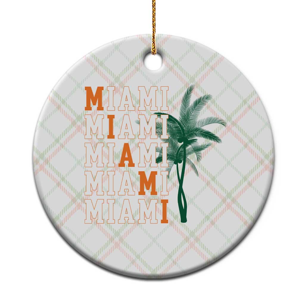 Miami Pride Palm Tree Graphic Ceramic Ornament Orange and Green Tropical City Vibes