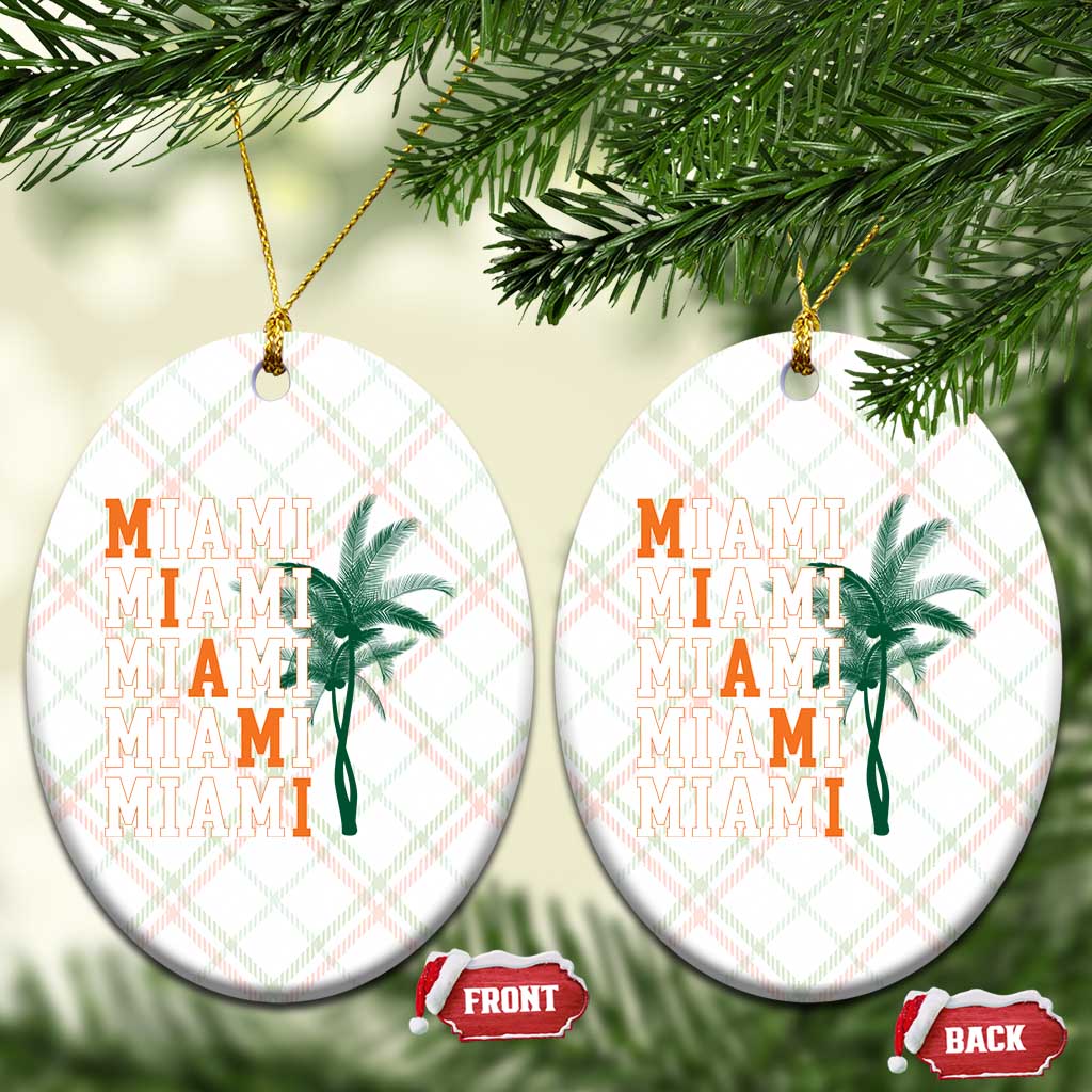 Miami Pride Palm Tree Graphic Ceramic Ornament Orange and Green Tropical City Vibes