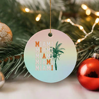 Miami Pride Palm Tree Graphic Ceramic Ornament Orange and Green Tropical City Vibes