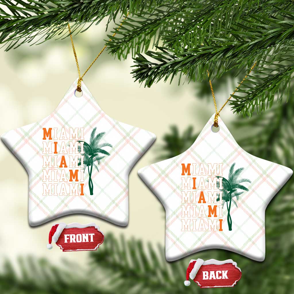 Miami Pride Palm Tree Graphic Ceramic Ornament Orange and Green Tropical City Vibes