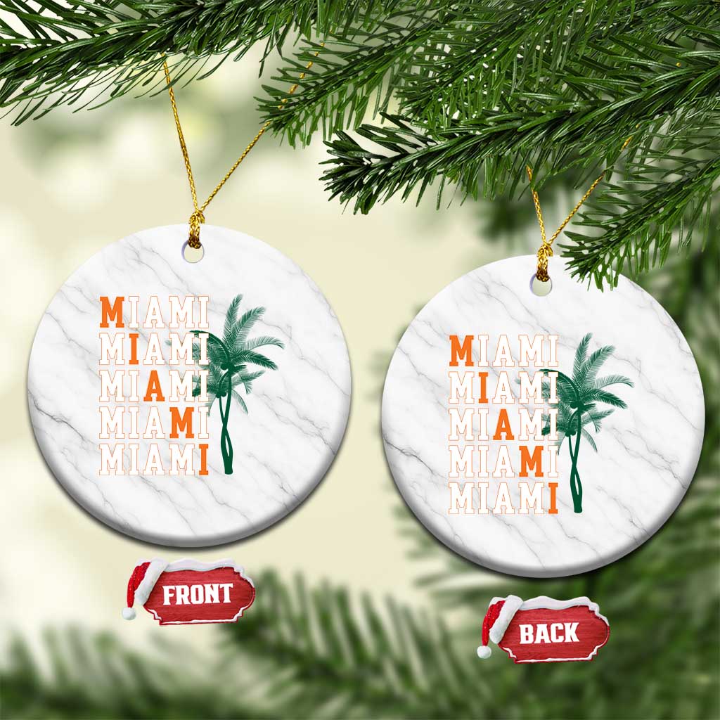 Miami Pride Palm Tree Graphic Ceramic Ornament Orange and Green Tropical City Vibes