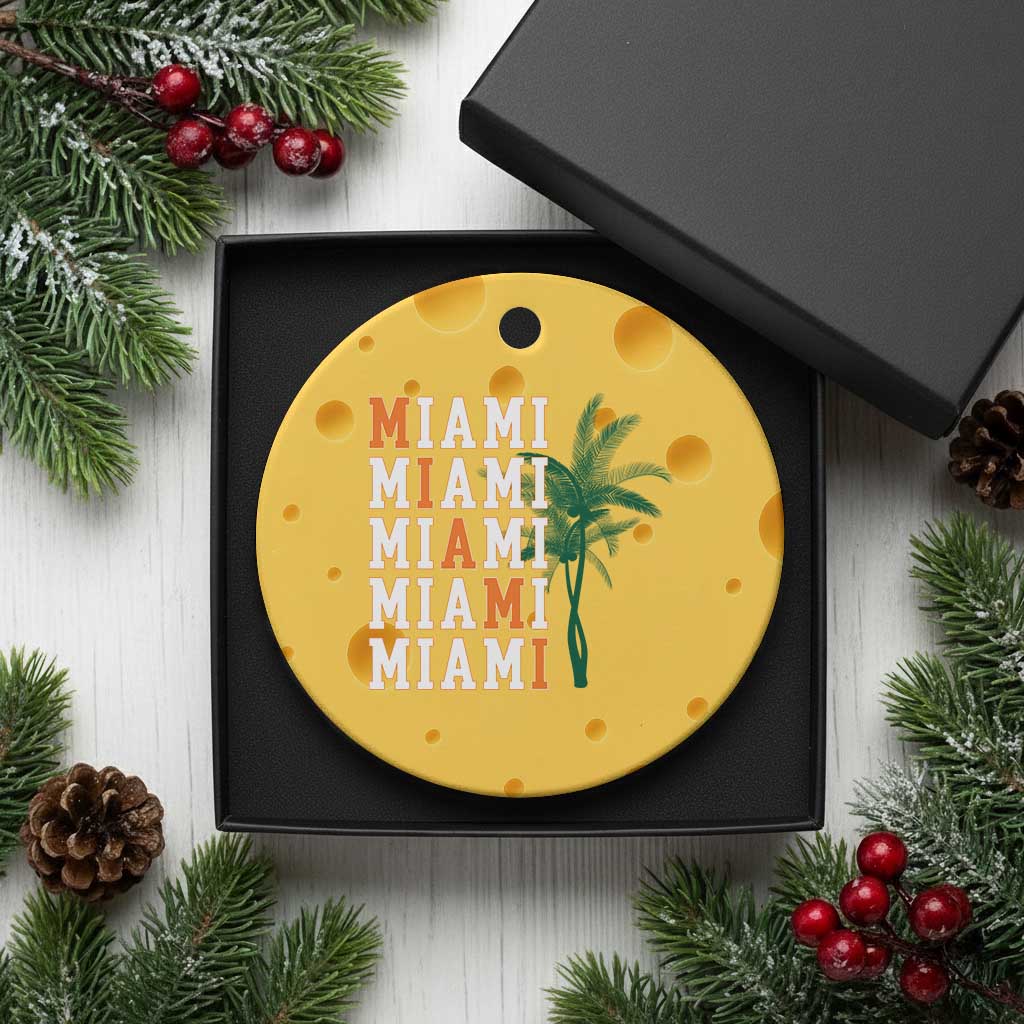 Miami Pride Palm Tree Graphic Ceramic Ornament Orange and Green Tropical City Vibes