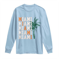 Miami Pride Palm Tree Graphic Long Sleeve Shirt Orange and Green Tropical City Vibes