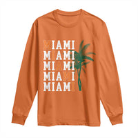 Miami Pride Palm Tree Graphic Long Sleeve Shirt Orange and Green Tropical City Vibes