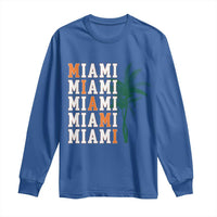 Miami Pride Palm Tree Graphic Long Sleeve Shirt Orange and Green Tropical City Vibes