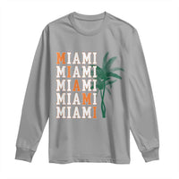 Miami Pride Palm Tree Graphic Long Sleeve Shirt Orange and Green Tropical City Vibes