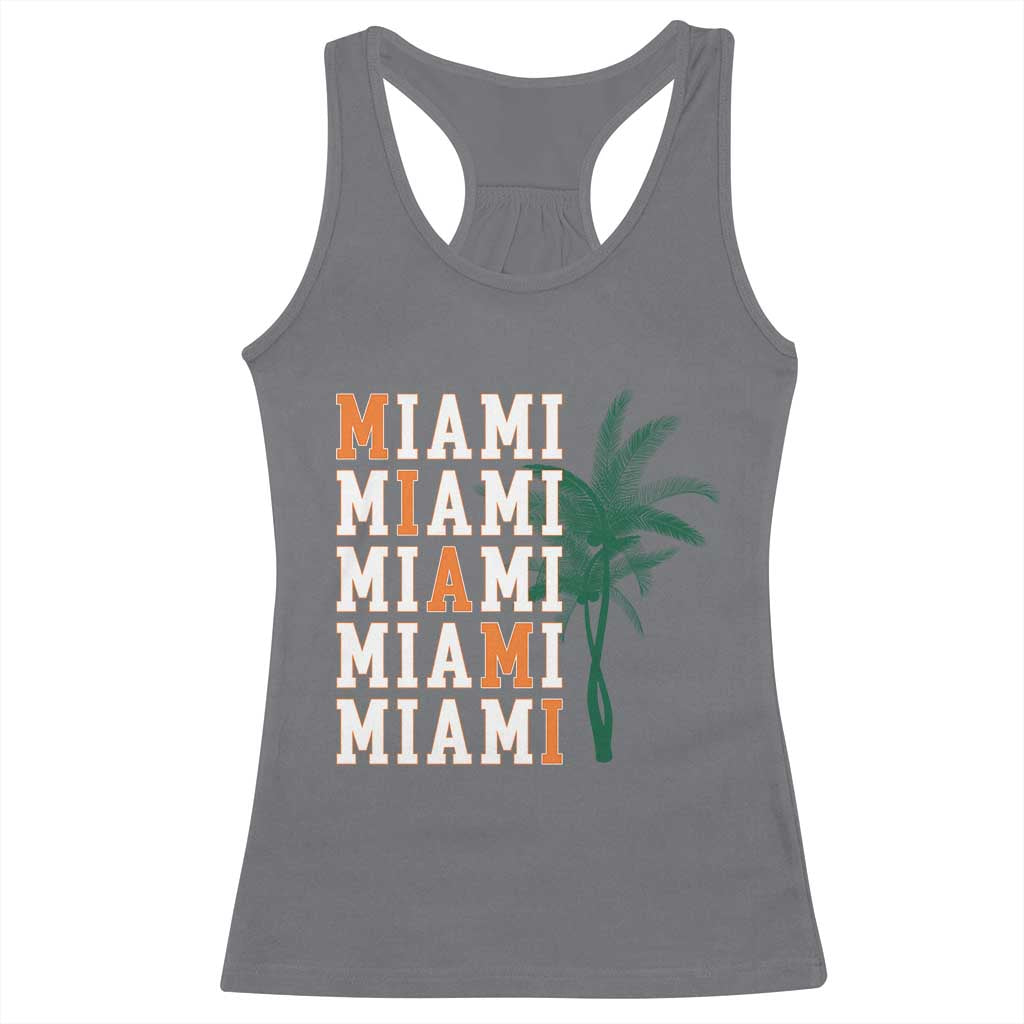 Miami Pride Palm Tree Graphic Racerback Tank Top Orange and Green Tropical City Vibes