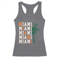 Miami Pride Palm Tree Graphic Racerback Tank Top Orange and Green Tropical City Vibes