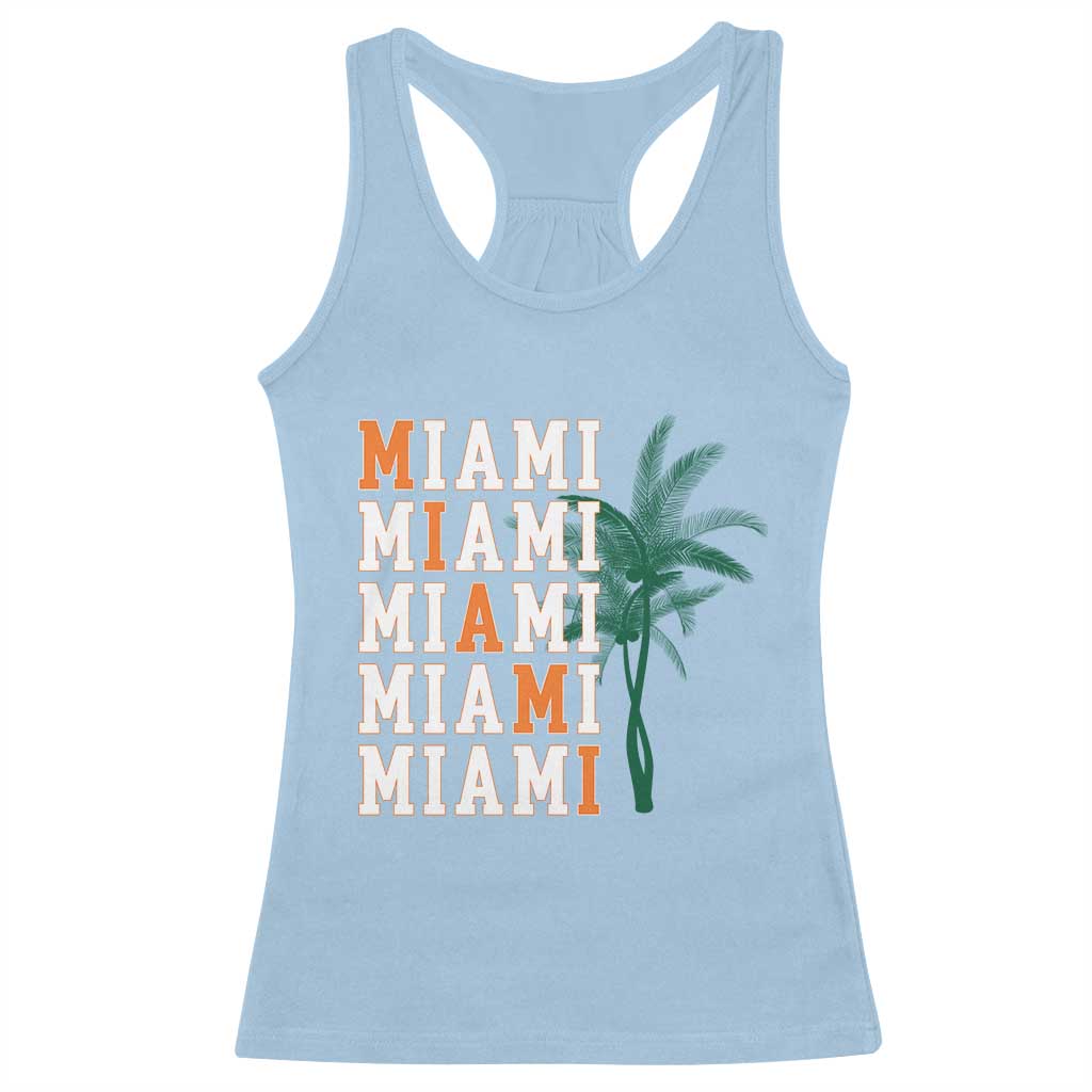 Miami Pride Palm Tree Graphic Racerback Tank Top Orange and Green Tropical City Vibes