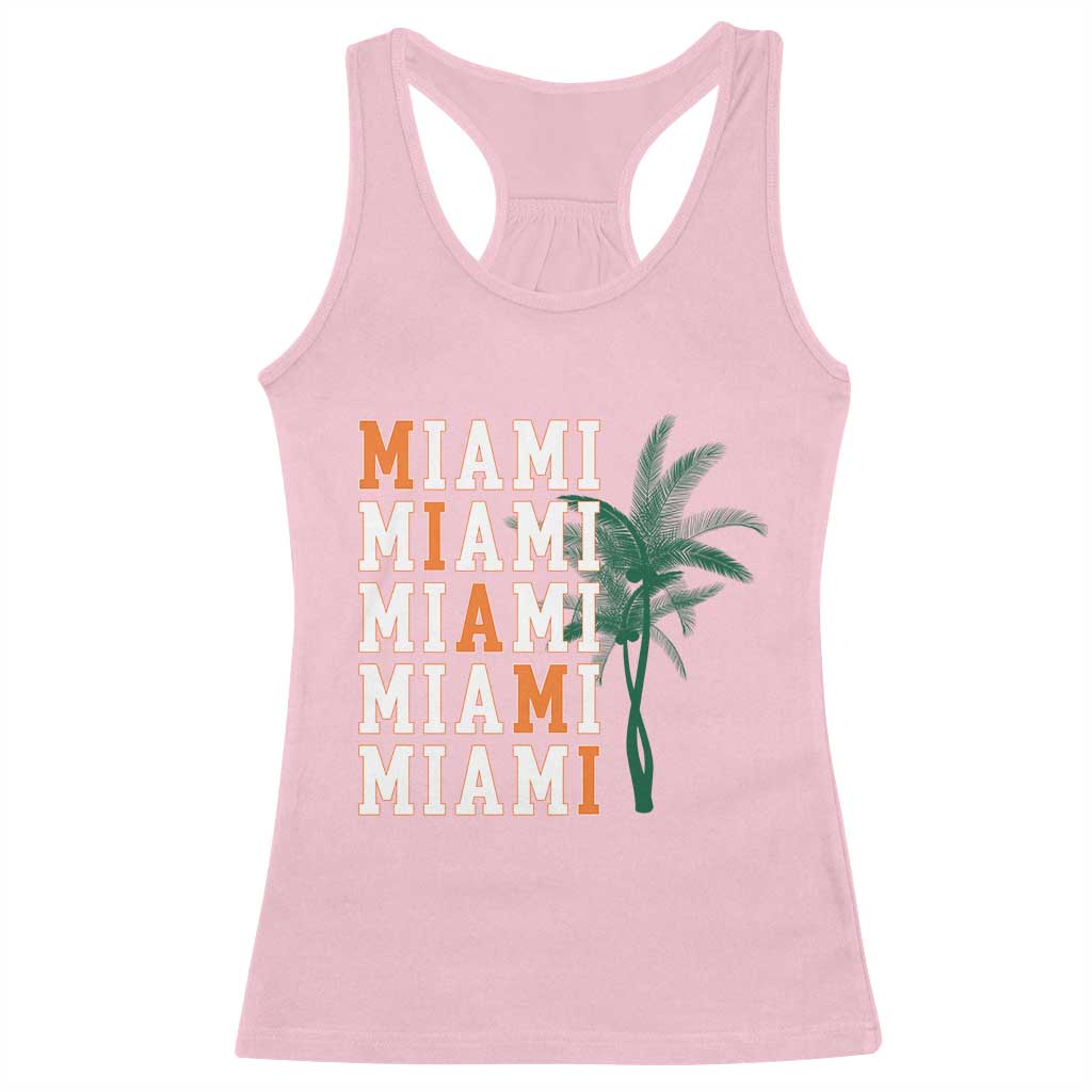 Miami Pride Palm Tree Graphic Racerback Tank Top Orange and Green Tropical City Vibes