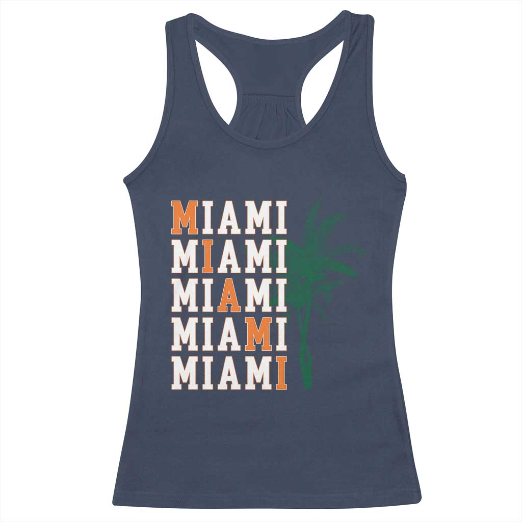 Miami Pride Palm Tree Graphic Racerback Tank Top Orange and Green Tropical City Vibes