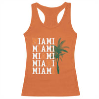 Miami Pride Palm Tree Graphic Racerback Tank Top Orange and Green Tropical City Vibes