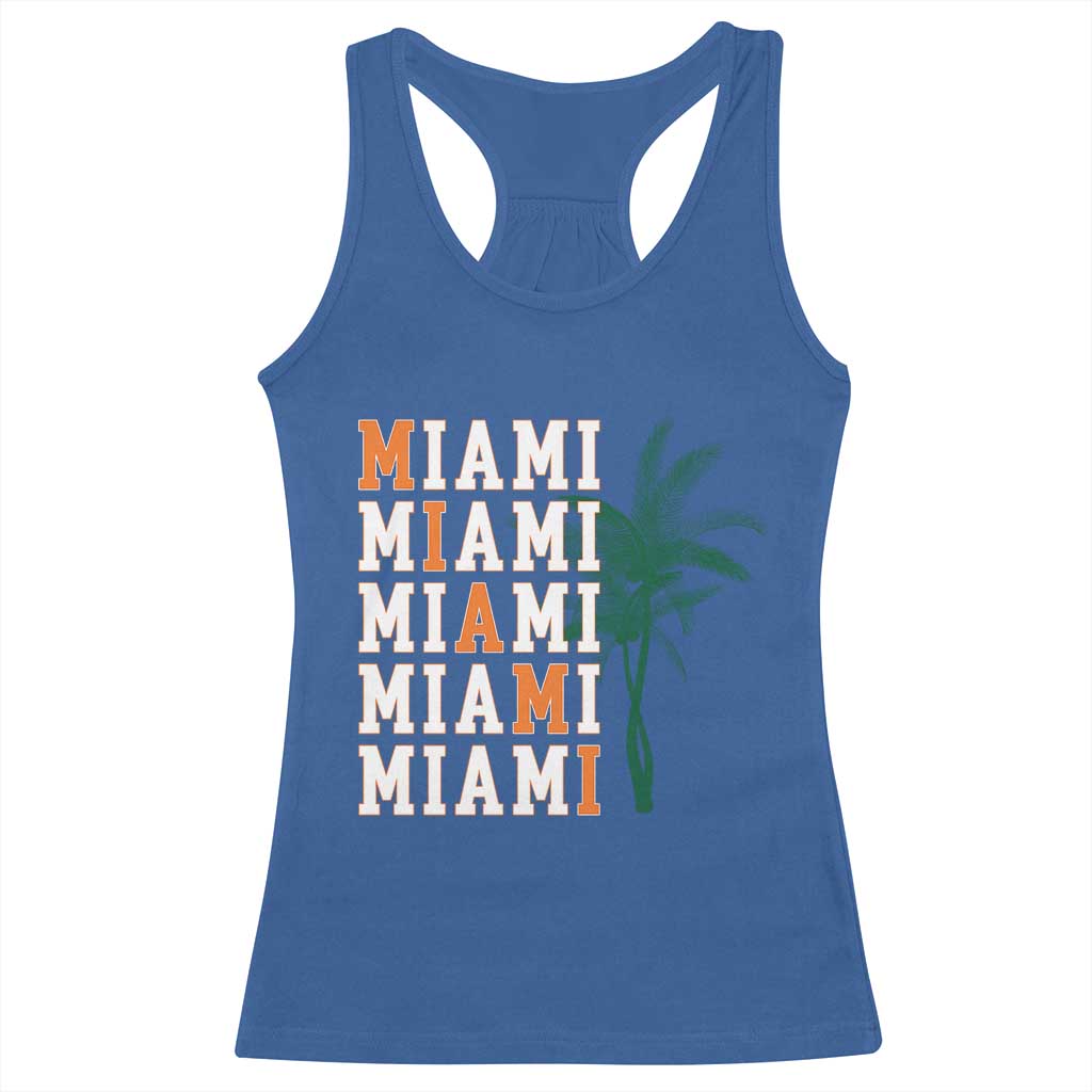 Miami Pride Palm Tree Graphic Racerback Tank Top Orange and Green Tropical City Vibes