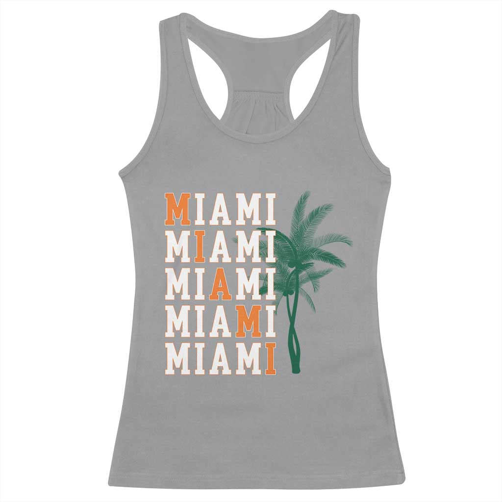 Miami Pride Palm Tree Graphic Racerback Tank Top Orange and Green Tropical City Vibes