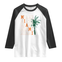Miami Pride Palm Tree Graphic Raglan Shirt Orange and Green Tropical City Vibes
