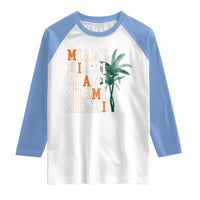 Miami Pride Palm Tree Graphic Raglan Shirt Orange and Green Tropical City Vibes