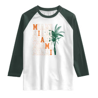 Miami Pride Palm Tree Graphic Raglan Shirt Orange and Green Tropical City Vibes