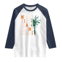 Miami Pride Palm Tree Graphic Raglan Shirt Orange and Green Tropical City Vibes