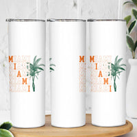 Miami Pride Palm Tree Graphic Skinny Tumbler Orange and Green Tropical City Vibes