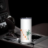 Miami Pride Palm Tree Graphic Skinny Tumbler Orange and Green Tropical City Vibes