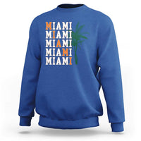 Miami Pride Palm Tree Graphic Sweatshirt Orange and Green Tropical City Vibes