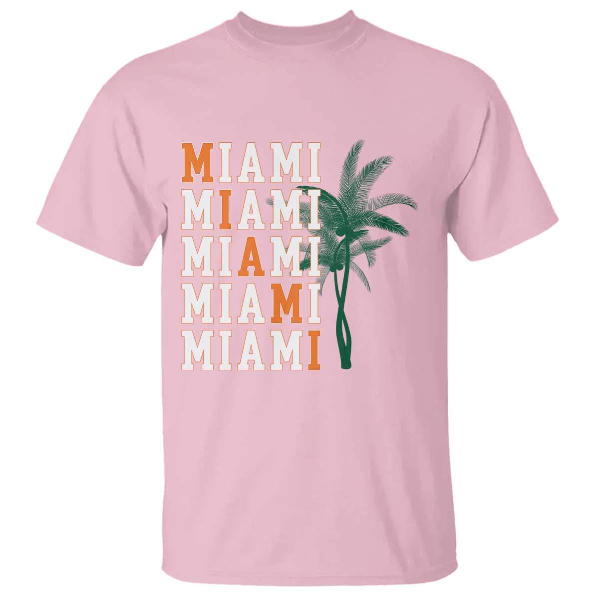 Miami Pride Palm Tree Graphic T Shirt Orange and Green Tropical City Vibes